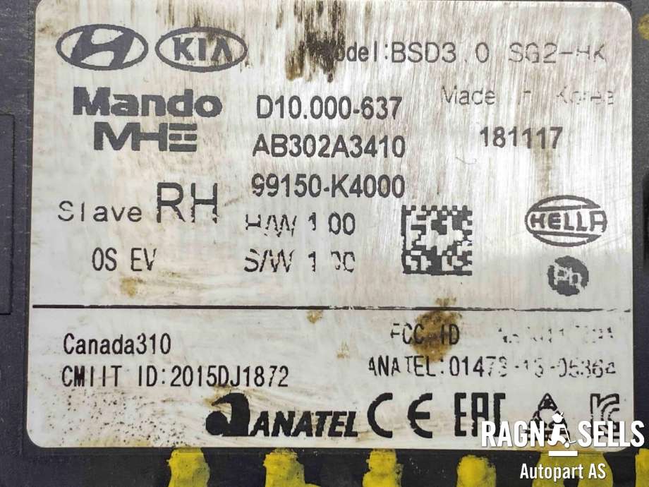 Sensor blindsone til Hyundai Kona 2017-2021 (Type I, Fase 1)  (99150K4000|)