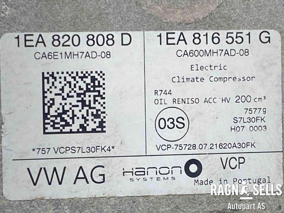 Aircondition kompressor elbil til VW ID.4 2020-->>  (1EA 820 808 D|)