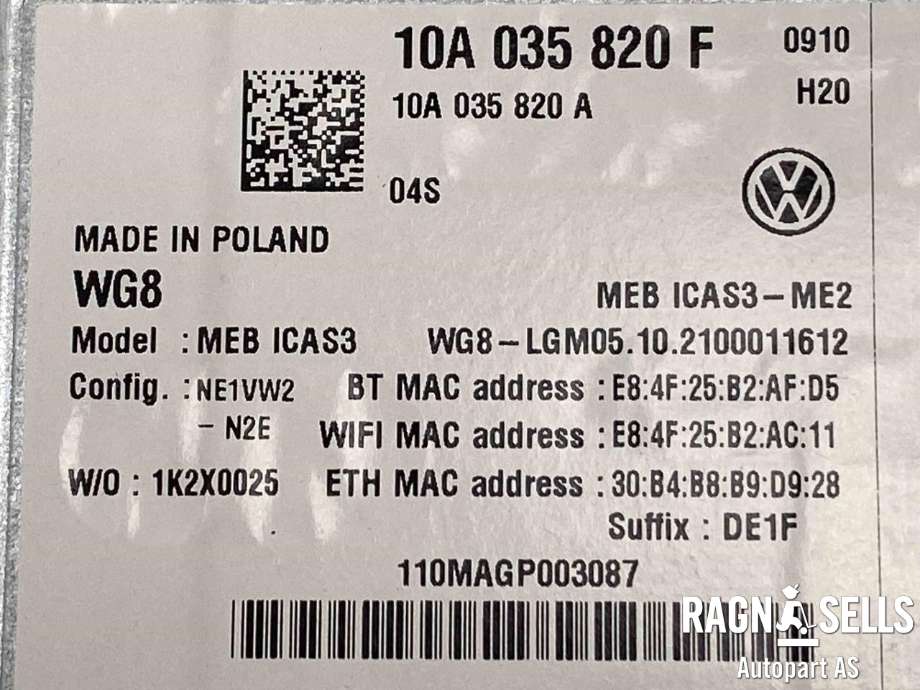 Bilstereo til VW ID.4 2020-->>  (10A035820 F|)