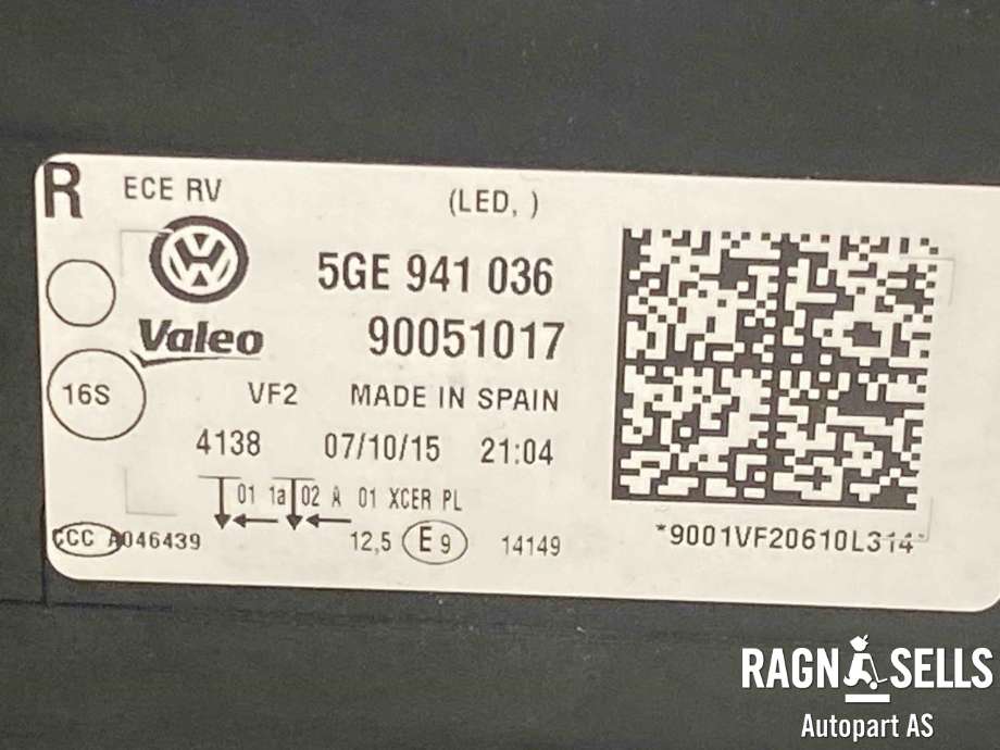 Frontlykt høyre full-LED til VW e-Golf 2014-2017 (Fase 1)  (5GE 941 774|)