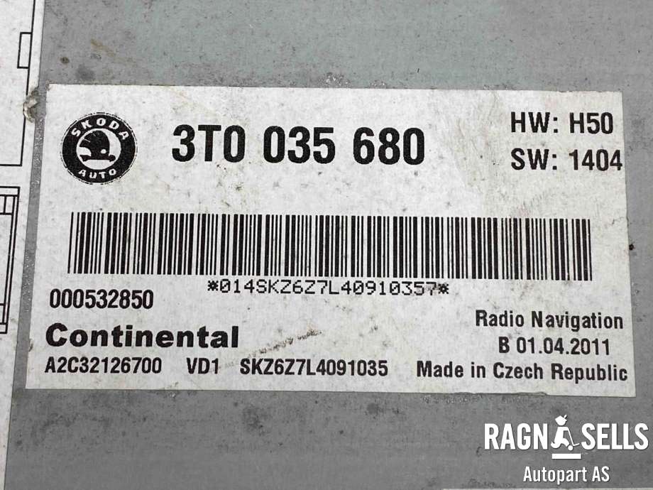 Bilstereo til Škoda Yeti 2009-2013 (Fase 1)  (3T0 035 680|)
