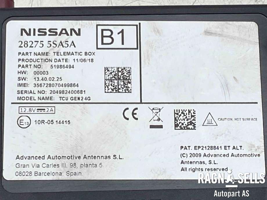Styreenhet diverse til Nissan Leaf 2018-->> (Type II)  (282755SA5A|)