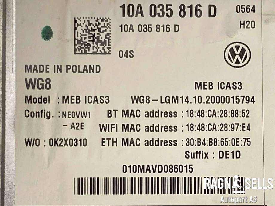 Bilstereo til VW ID.4 2020-->>  (10A035816D|)