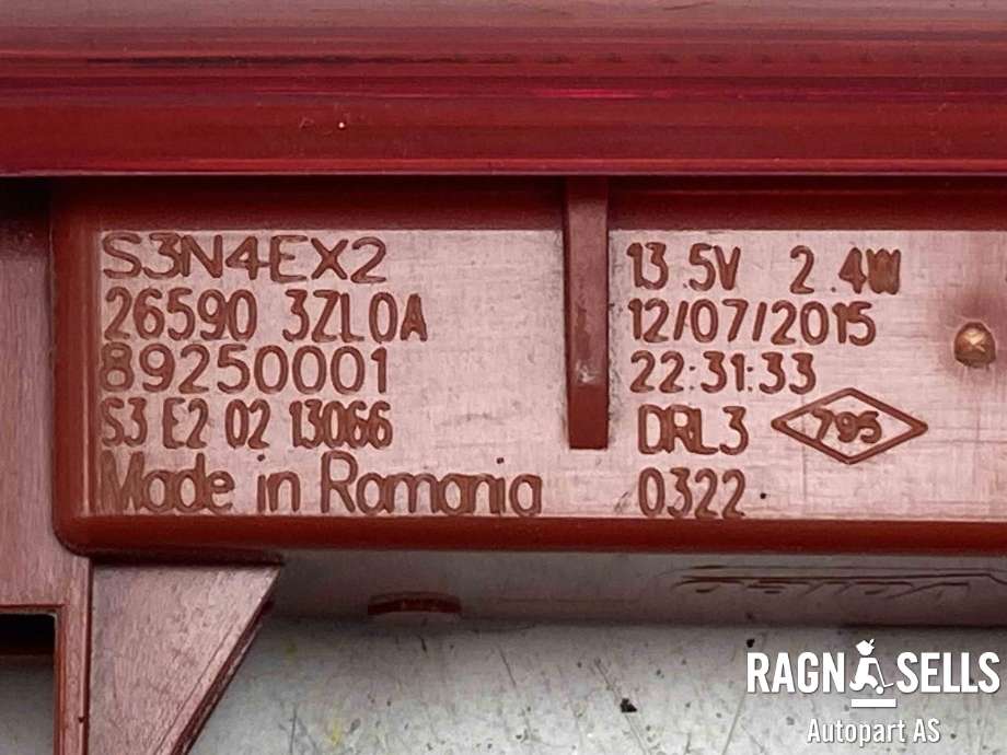 Baklykt bremselys bakrute til Nissan Pulsar 2014-->> (265903ZL0A|)