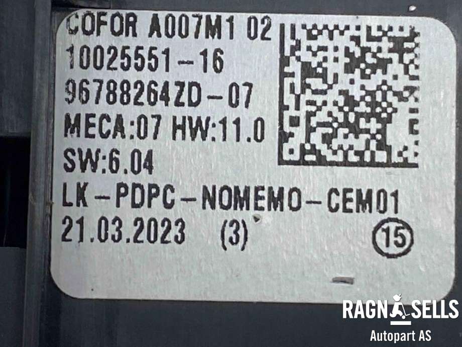 Bryter ruteheis førerdørspanel til Opel Mokka E 2020-->> (Type II)  (N/A|96788264ZD|1002551-16|A007M102)