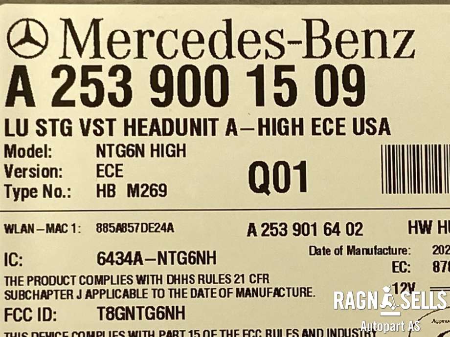 Bilstereo til Mercedes EQC 2019-->>  (2539001509|)