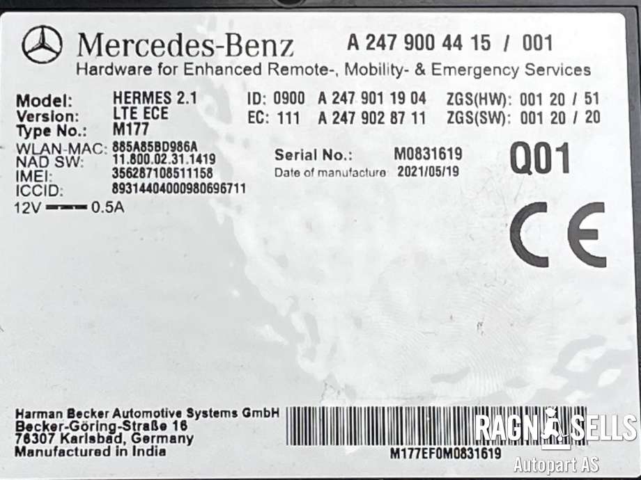 Styreenhet diverse til Mercedes EQC 2019-->> (2479004415|)
