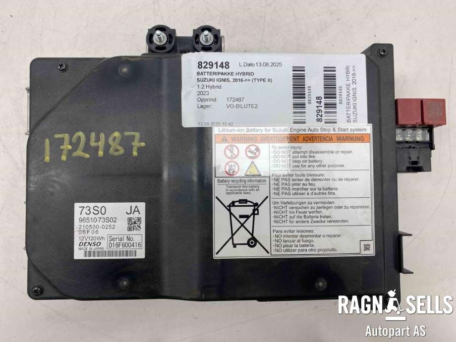 Batteripakke hybrid til Suzuki Ignis, 2016-->> (Type II)  (96510-73S02)