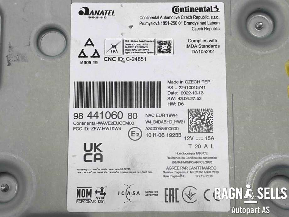 Bilstereo til Citroën ë-C4 2020-->>  (16 849 676 80|98 44 10 60 80|)