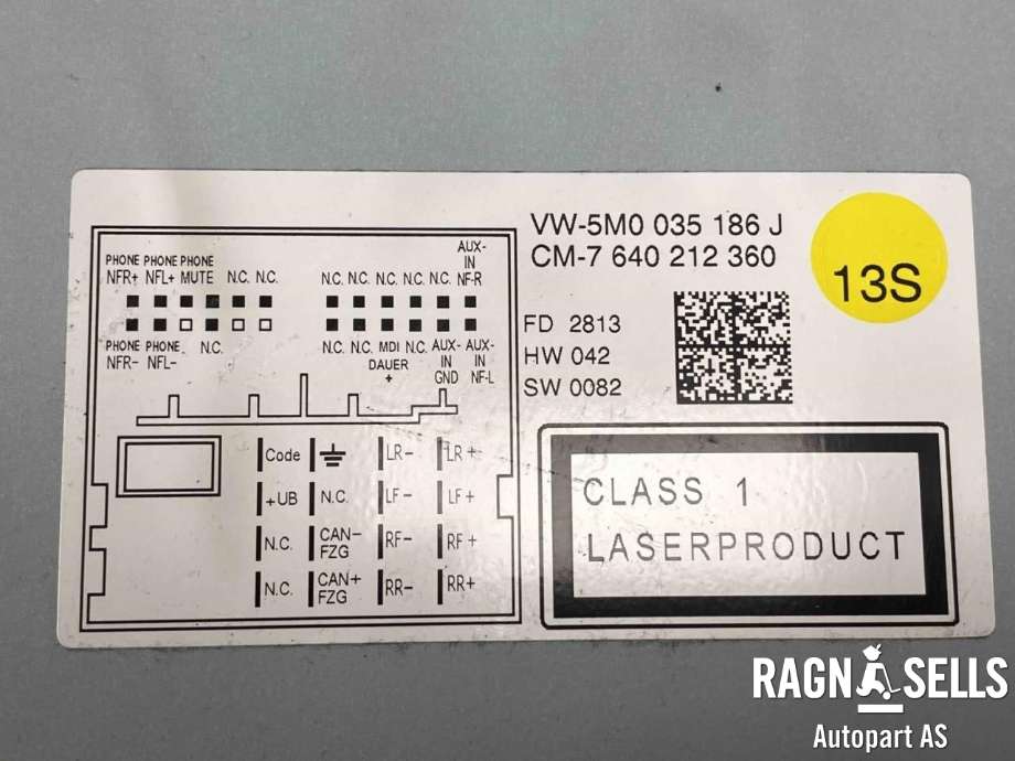 Bilstereo til VW Transporter / Caravelle 2009-2015 (Fase 2) (T5) (T5) (5M0 057 186 J|)