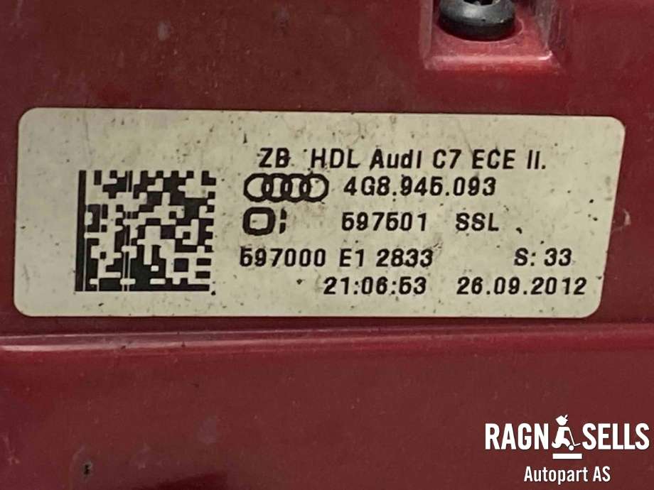 Baklykt venstre indre til Audi A7 2010-2014 (Type I, Fase 1)  (4G8 945 093|)