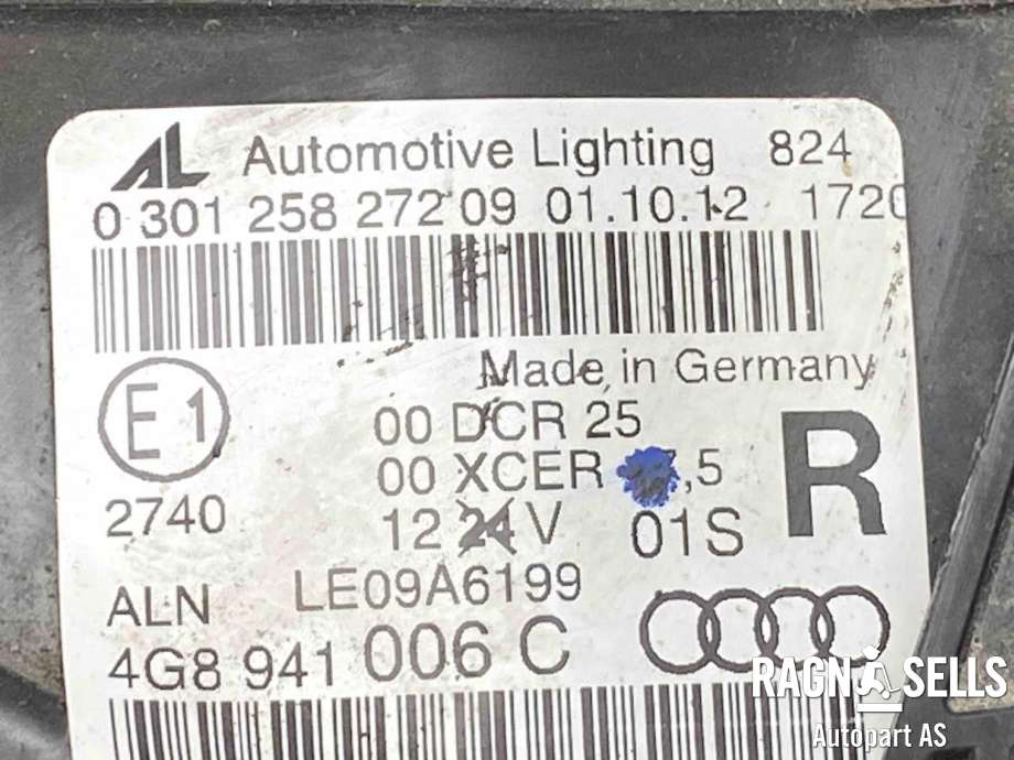 Frontlykt høyre xenon til Audi A7 2010-2014 (Type I, Fase 1)  (4G8 941 044|4G8 941 006 C|)