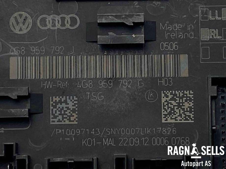 Styreenhet sentrallås til Audi A7 2010-2014 (Type I, Fase 1)  (4G8 959 792 H|4G8 959 792 J|)