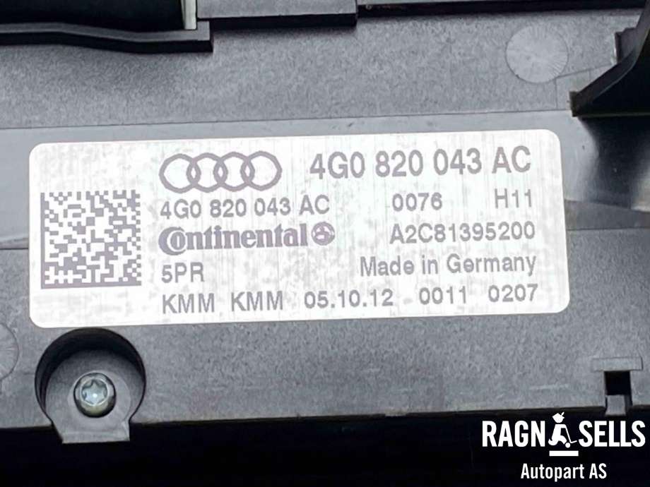 Varmeapparat betjening til Audi A7 2010-2014 (Type I, Fase 1) (4G0 820 043 AC|)