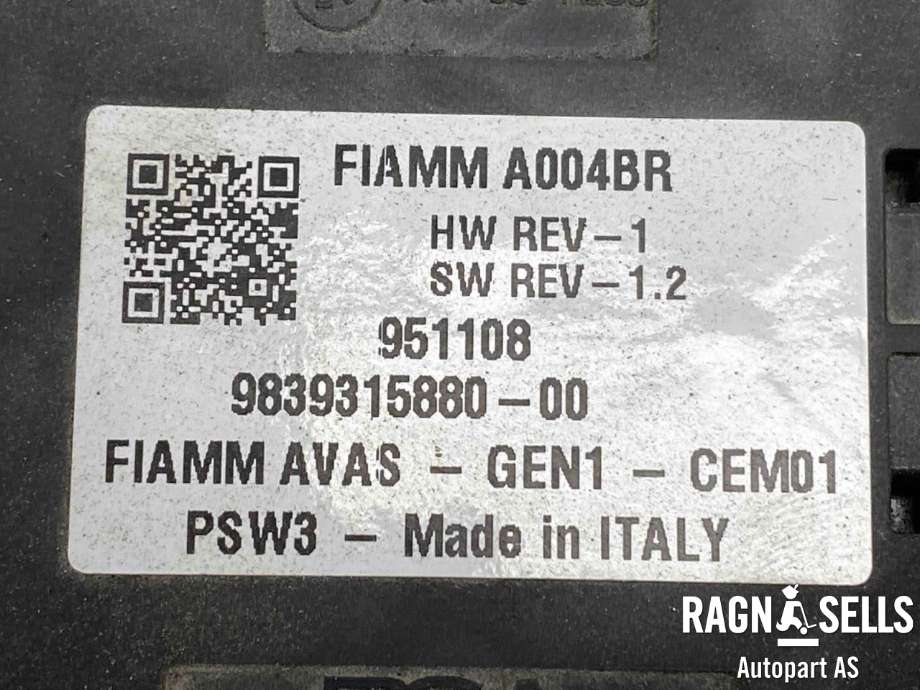 Høyttaler motorlyd, AVAS (Acoustic Vehicle Alerting System) til Citroën ë-C4 2020-->>  (98 393 158 80|)