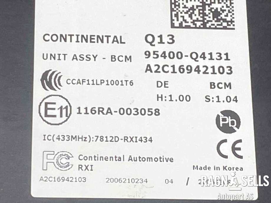 Styreenhet comfort (BCM) til Kia Niro 2016-2021  (95400Q4131|)