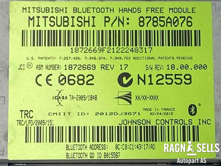 Styreenhet bluetooth til Mitsubishi Outlander 2012-2015 (Type III, Fase 1)  (8785A076|)