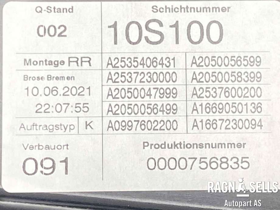 Ruteheis høyre bak til Mercedes EQC 2019-->>  (A 253 730 82 02|)