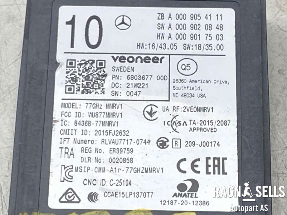 Sensor blindsone til Mercedes EQC 2019-->>  (A 000 905 41 11|)