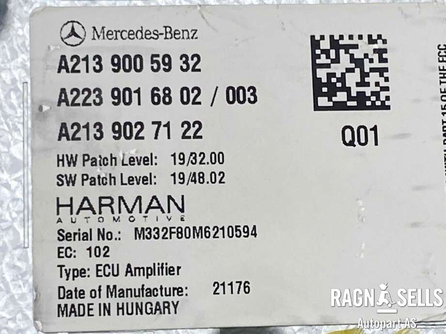 Høyttaler motorlyd, AVAS (Acoustic Vehicle Alerting System) til Mercedes EQC 2019-->>  (A 213 900 59 32||A2239016802003|A2139027122)