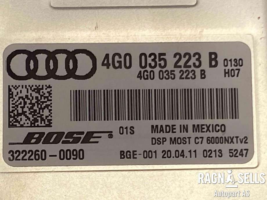 Bilstereo forsterker til Audi A7 2010-2014 (Type I, Fase 1)  (4G0 035 223 C|)