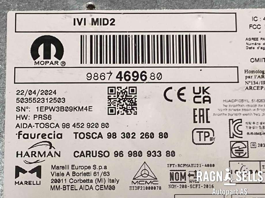 Bilstereo til Toyota Proace 2016-->> (Type II) (SU001C2181|)