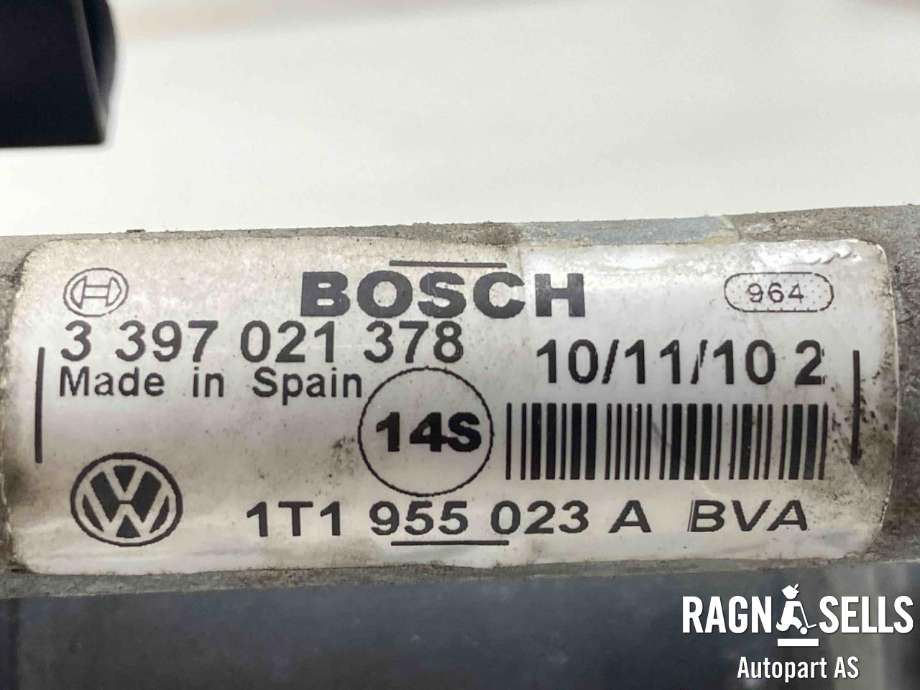 Viskermotor frontrute komplett m/overføring til VW Touran 2010-2015 (Type I, Fase 3)  (1T1 955 023 A|)
