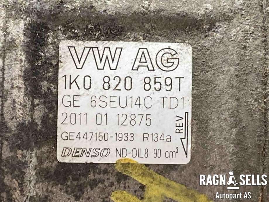 Aircondition kompressor til Audi A1 2010-2014 (Type I, Fase 1)  (DENSO|1K0 820 859 T|447150-1933|1K0820808A|1K0820859H|1K0820859J|1K0820859N|1K0820859P|1K0820859T|5K0820803|5K0820803A|5K0820803C|5K0820803E|5K0820803H|5N0820803|5Q0820803|5Q0820803A)