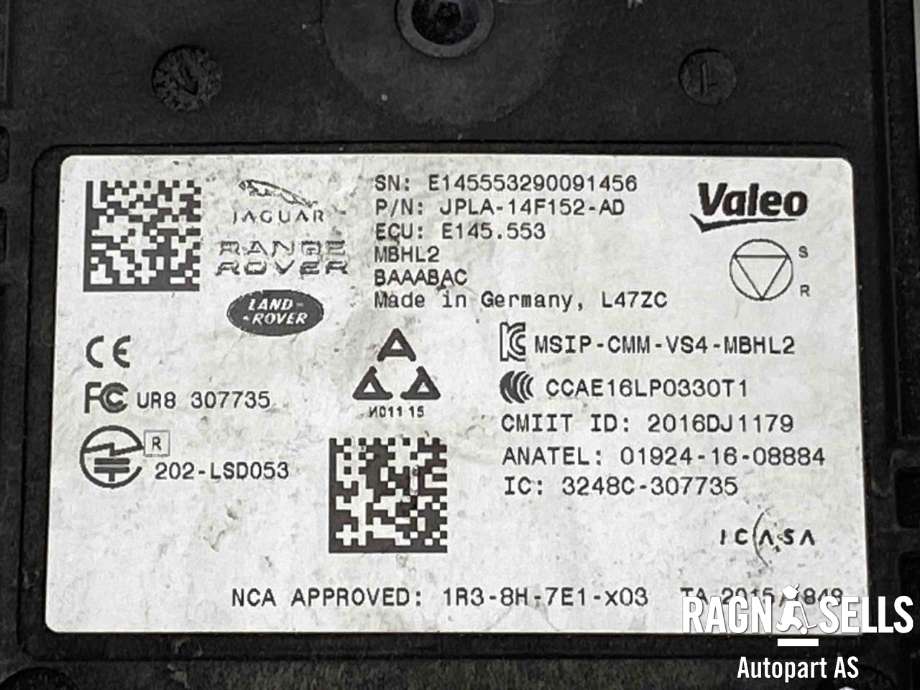 Sensor radar til Jaguar I-PACE 2018-->>  (VALEO|T4A23073|JPLA14F152AD|JPLA14F152AE)