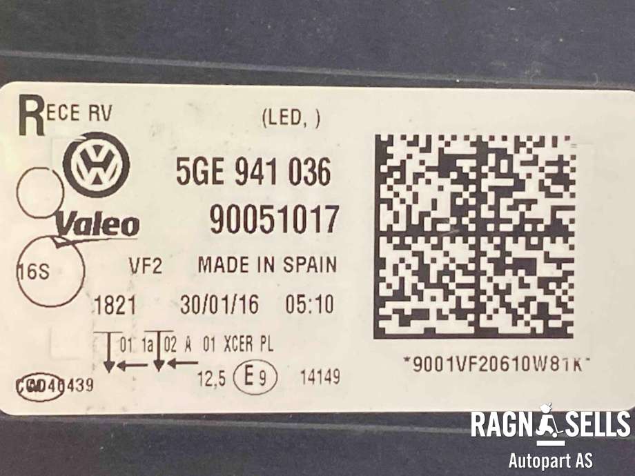 Frontlykt høyre full-LED til VW e-Golf 2014-2017 (Fase 1)  (5GE 941 774|)