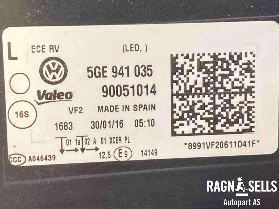 Frontlykt venstre full-LED til VW e-Golf 2014-2017 (Fase 1)  (5GE 941 773|)