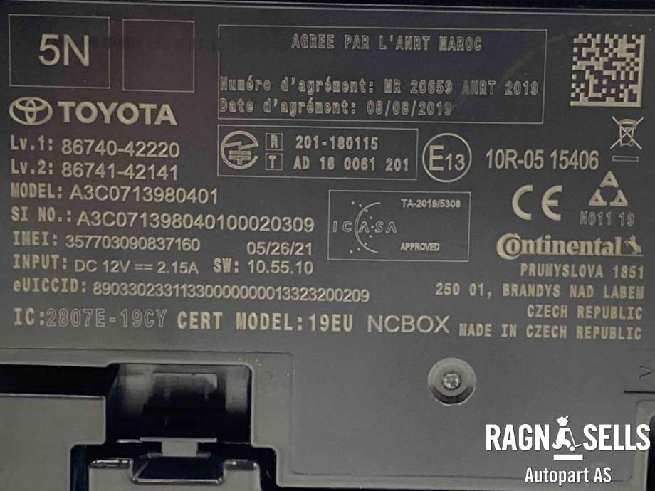 Styreenhet diverse til Toyota RAV4 2019-->> (Type V)  (86740-42220|86741-42141|)