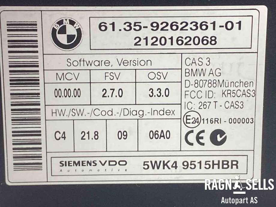 Styreenhet diverse til BMW X1 2009-2015 (E84) (E84) (61 35 9 395 657|61 35 9 262 361|5WK4 9515HBR)
