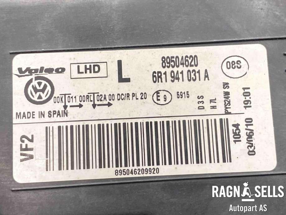 Frontlykt venstre xenon til VW Polo 2009-2014 (Type V, Fase 1)  (6R1 941 039 A|6R1 941 031 A|)