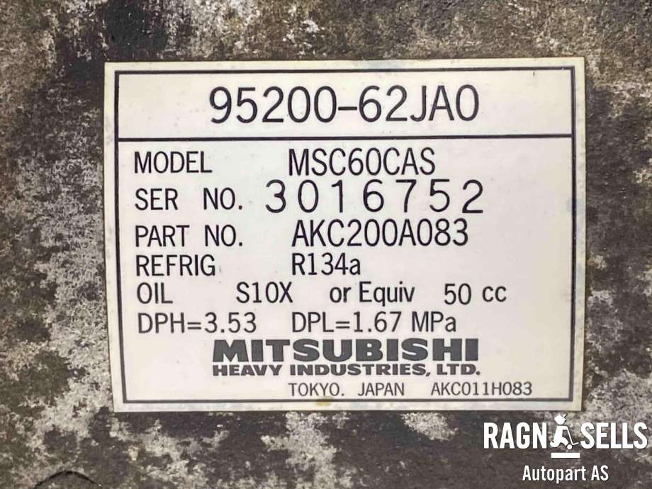 Aircondition kompressor til Suzuki Swift 2005-2010  (95200-62JA0||71792022|71743779|AKC011H087|AKC011H088|AKC200A083|AKC200A083A|AKC201A083|AKC201A083A)