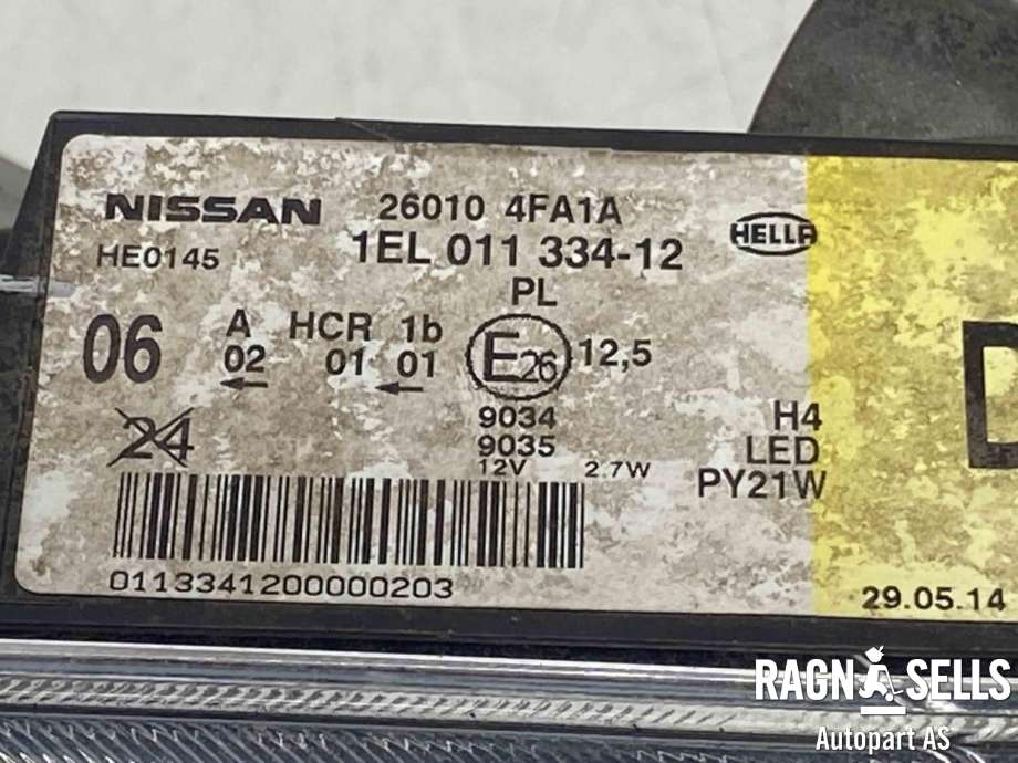 Frontlykt høyre halogen til Nissan E-NV200 2014-->>  (260104FA1A|)