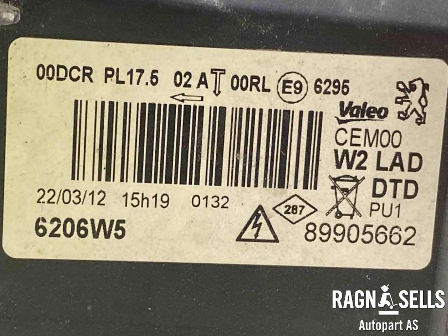 Frontlykt høyre xenon til Peugeot 508 2011-2014 (Type I, Fase 1)  (6206 W5|)