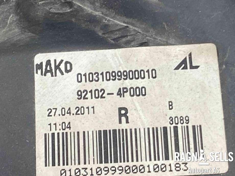 Frontlykt høyre halogen til Hyundai i20 2009-2014 (Type I)  