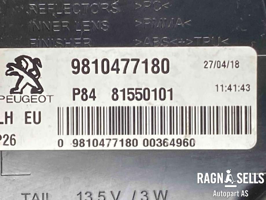 Baklykt venstre ytre til Peugeot 3008 2016-->> (Type II)  