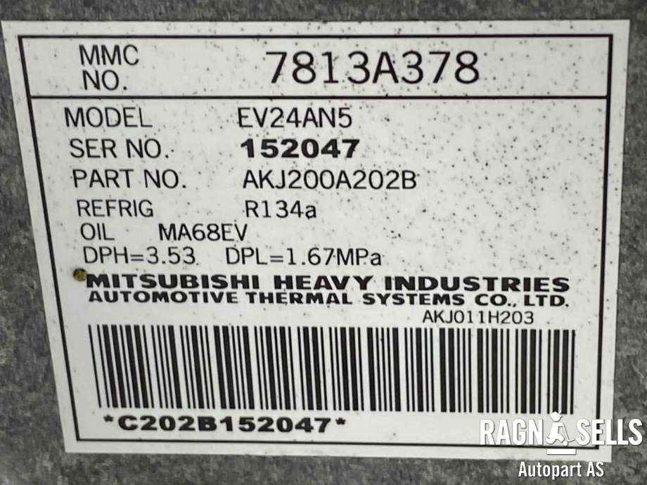 Aircondition kompressor hybrid til Mitsubishi Outlander 2012-2015 (Type III, Fase 1)  (7813A483|)