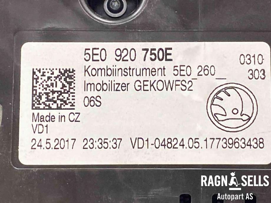 Instrumentpanel til Škoda Octavia 2017-2020 (Type III, Fase 2)  