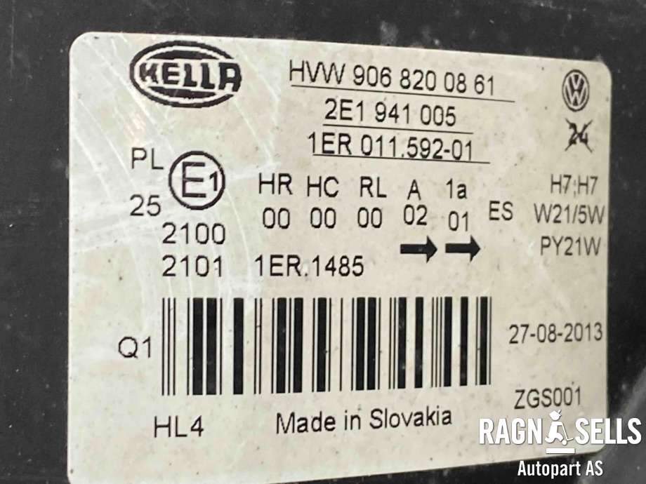 Frontlykt venstre halogen til VW Crafter 2011-2016 (Type I, Fase 2)  (HELLA|2E1 941 005|)