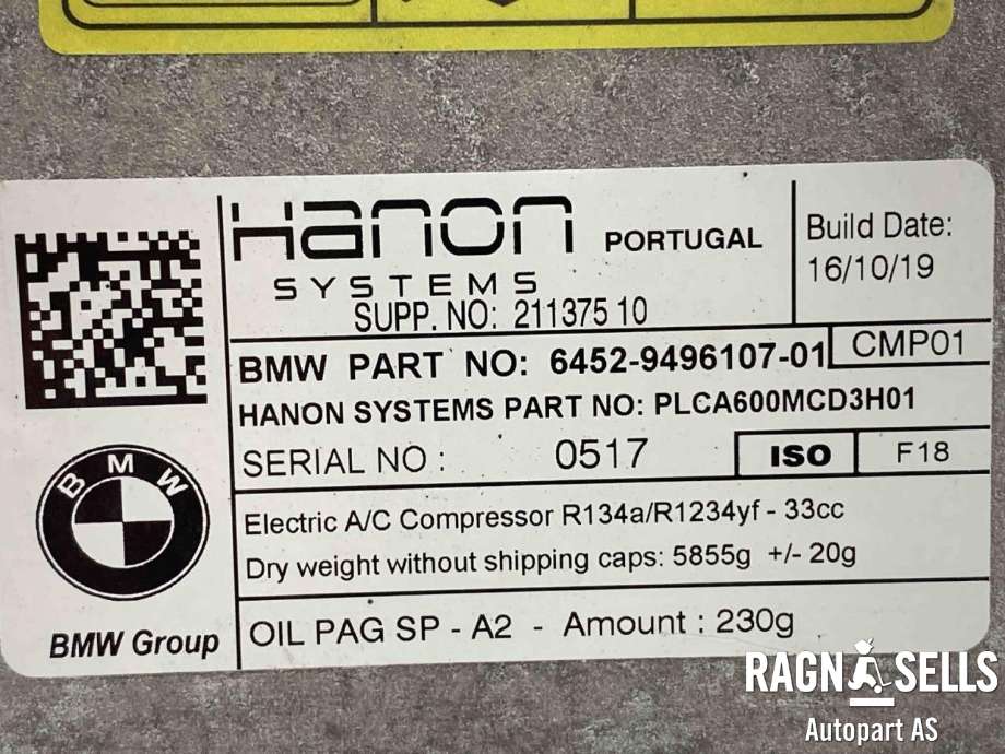Aircondition kompressor elbil til BMW i3 2013-2022  