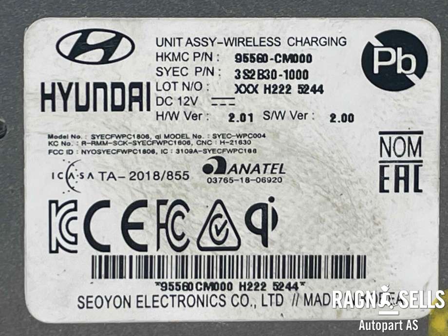 Dashbord trådløs mobillader til Hyundai Kona 2021-2023 (Type I, Fase 2)  