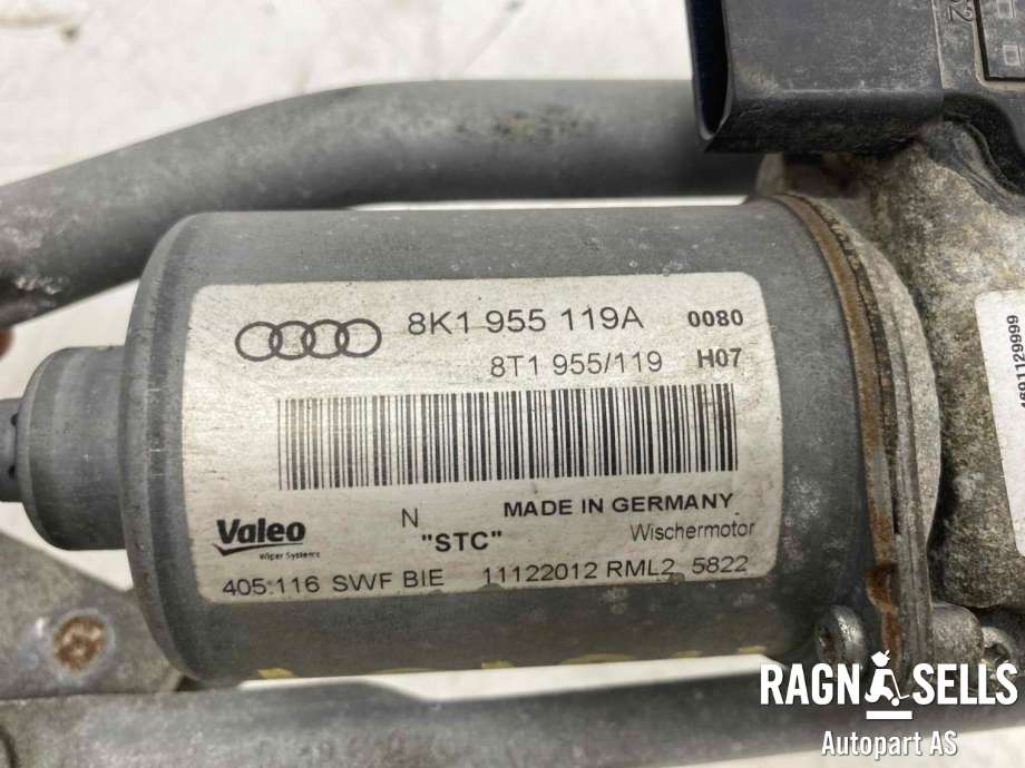 Viskermotor frontrute komplett m/overføring til Audi A4 2007-2014 (Type IV) (B8) (B8) (VWAG VALEO|8K1 955 119 A|)
