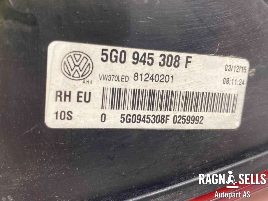Baklykt høyre indre til VW e-Golf 2014-2017 (Fase 1)  (5G0 945 308 F|)