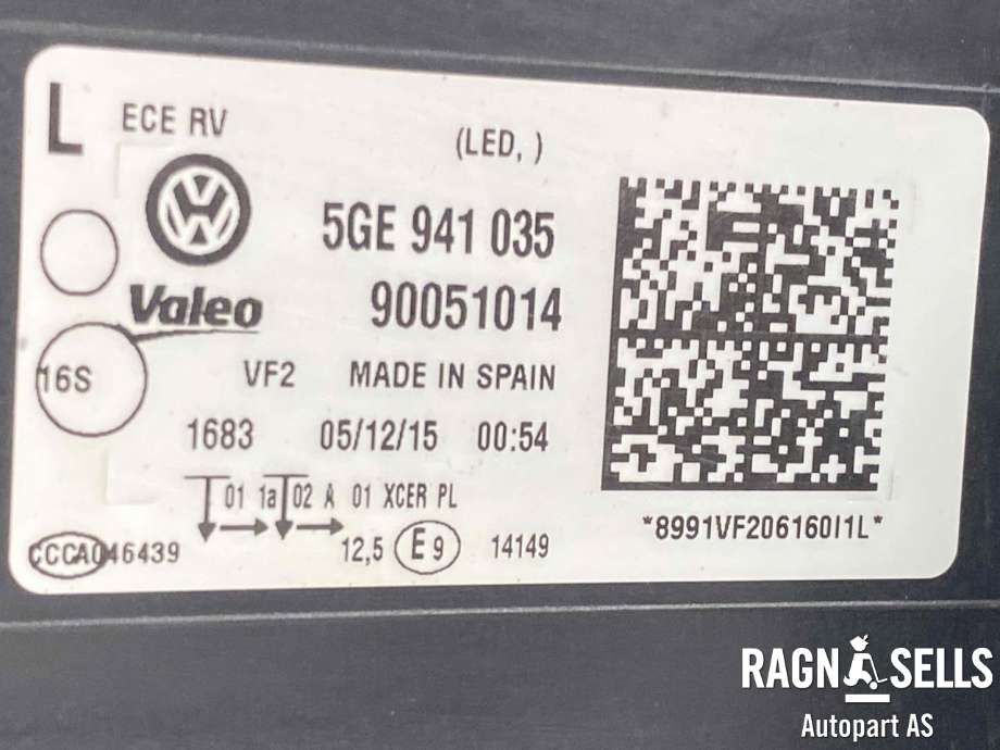 Frontlykt venstre full-LED til VW e-Golf 2014-2017 (Fase 1)  (VALEO|5G0 941 035|90051014|)
