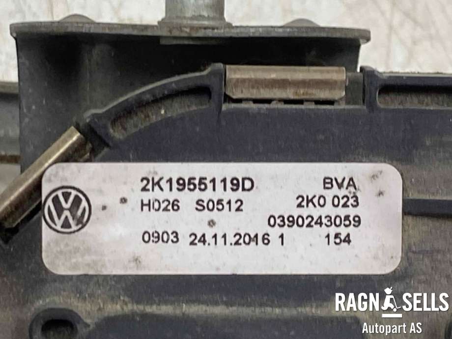 Viskermotor frontrute komplett m/overføring til VW Caddy 2015-2020 (Type III, Fase 3)  (2K1 955 119 D|2K1 955 023 J|)