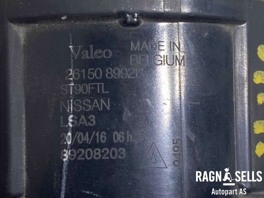 Tåkelykt høyre foran til Nissan Qashqai 2014-2021 (Type II)  (VALEO|261508992B|)