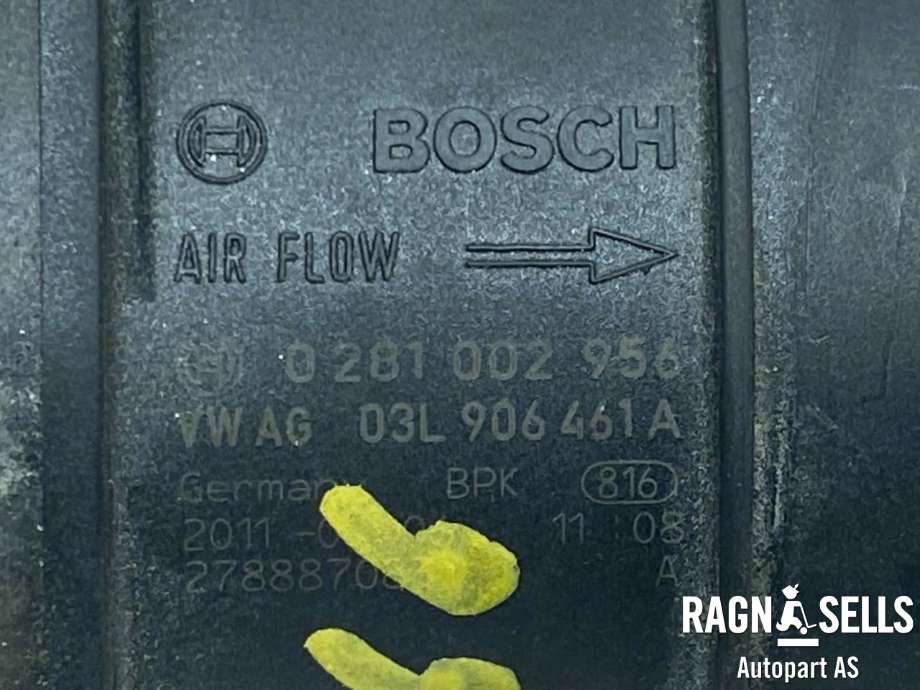 Luftmengde/luftmassemåler til Audi Q5 2008-2012 (Type I, Fase 1)  (BOSCH|03L906461A|)
